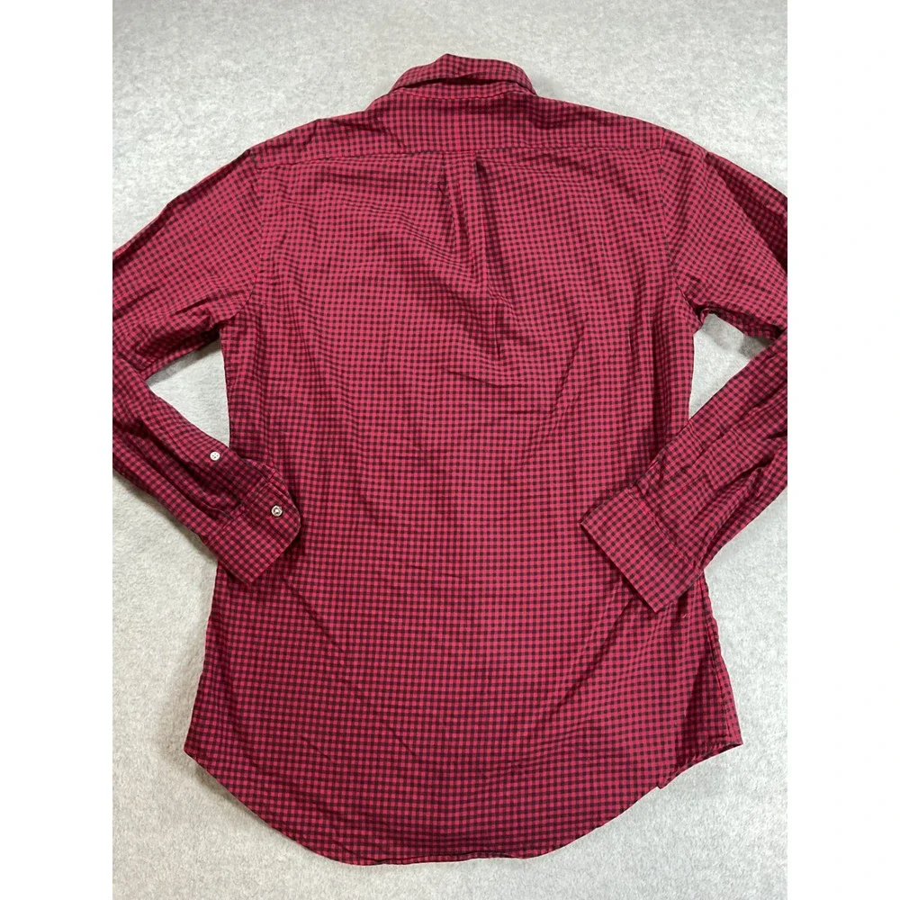 Ralph Lauren Mens Red Black Gingham Check Cotton Button Down Shirt Small S 2237